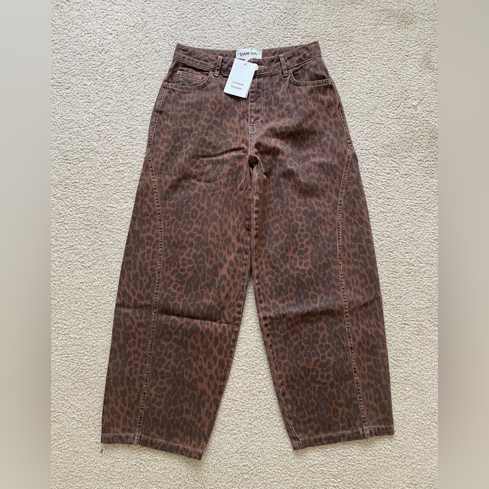 NWT Damson Madder Dion Jeans Dark Leopard Overdue UK 12 US 8